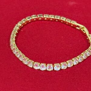 Elegant Gold Tennis Bracelet. Stainless
